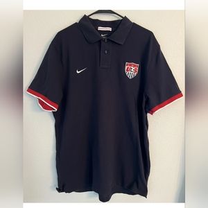 Nike United States Soccer Polo Shirt Mens 2XL XXL Blue Nike Logo Knitted